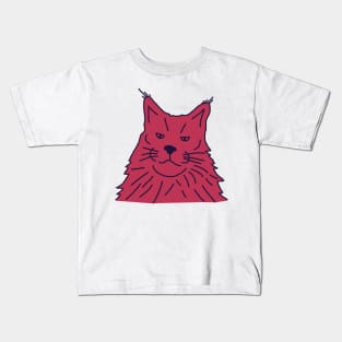 Viva Magenta Color of the Year 2023 Maine Coon Cat Portrait Kids T-Shirt